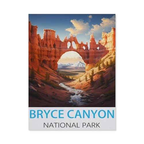 Erwachsene und Kinder Puzzle 1000 Teile Puzzle，Bryce-Canyon-Nationalpark Vintage-Reiseposter，einfaches Puzzlespiel Rollenpuzzle Lernspiel Spielzeug Familie Dekoration（38x26cm）-M46 von GSBRSNTS