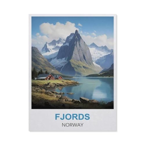 Erwachsene und Kinder Puzzle 1000 Teile Puzzle，Fjorde, Norwegen，einfaches Puzzlespiel Rollenpuzzle Lernspiel Spielzeug Familie Dekoration（38x26cm）-Q87 von GSBRSNTS