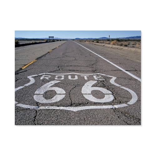 Erwachsene und Kinder Puzzle 1000 Teile Puzzle，Get Your Kicks on Route 66，einfaches Puzzlespiel Rollenpuzzle Lernspiel Spielzeug Familie Dekoration（75x50cm）-AH75 von GSBRSNTS