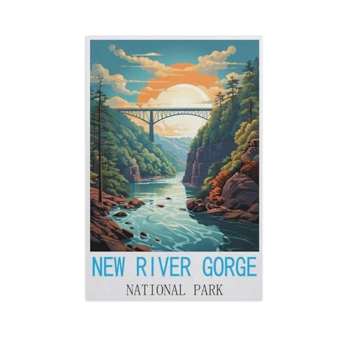 Erwachsene und Kinder Puzzle 1000 Teile Puzzle，New River Gorge Nationalpark，einfaches Puzzlespiel Rollenpuzzle Lernspiel Spielzeug Familie Dekoration（50x70cm）-AM13 von GSBRSNTS