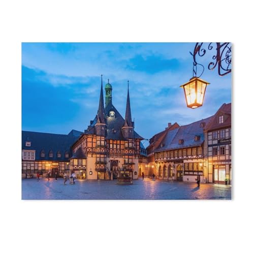 Erwachsene und Kinder Puzzle 1000 Teile Puzzle，Rathaus Wernigerode，einfaches Puzzlespiel Rollenpuzzle Lernspiel Spielzeug Familie Dekoration（75x50cm）-Y93 von GSBRSNTS