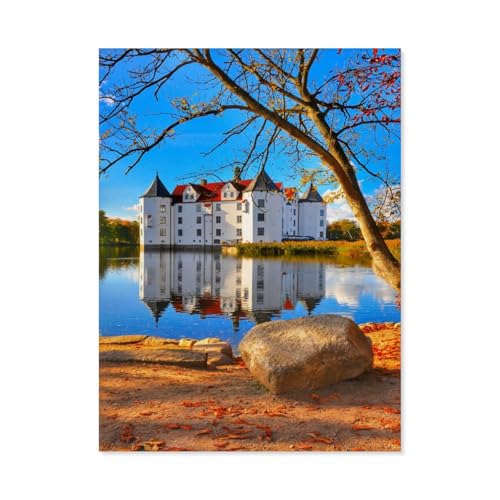 Erwachsene und Kinder Puzzle 1000 Teile Puzzle，Schloss Glücksburg - Schleswig-Holstein，einfaches Puzzlespiel Rollenpuzzle Lernspiel Spielzeug Familie Dekoration（50x70cm）-AA42 von GSBRSNTS