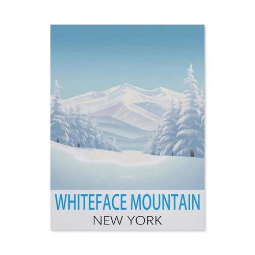 Erwachsene und Kinder Puzzle 1000 Teile Puzzle，Whiteface Mountain, New York Vintage-Reiseposter，einfaches Puzzlespiel Rollenpuzzle Lernspiel Spielzeug Familie Dekoration（38x26cm）-J54 von GSBRSNTS