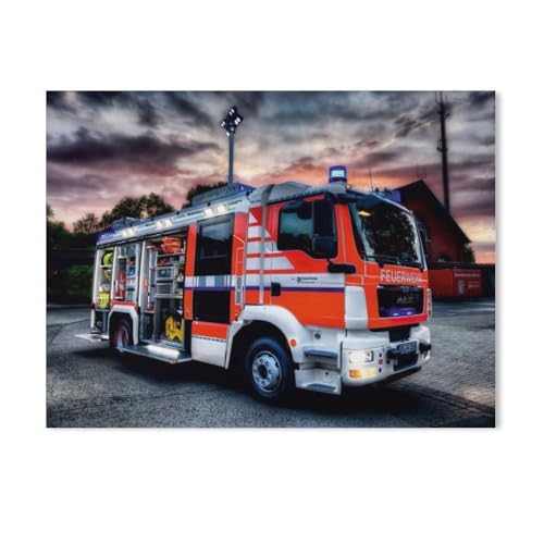 Feuerwehrauto，Puzzle 1000 Teile Holz Puzzle Geeignet Für Erwachsene Kinder Familien Stressabbau Puzzlespiele（75x50cm）-AB5 von GSBRSNTS