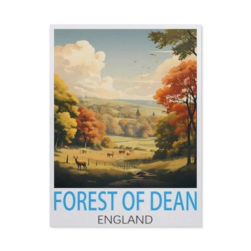 Forest of Dean, England Vintage-Reiseposter，Papier Puzzle 1000 Teile Spielzeug Für Erwachsene Dekompressionsspiel（38x26cm）-K89 von GSBRSNTS
