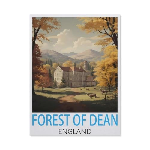 Forest of Dean, England Vintage-Reiseposter，Puzzle 1000 Teile Holz Puzzle Geeignet Für Erwachsene Kinder Familien Stressabbau Puzzlespiele（75x50cm）-K90 von GSBRSNTS