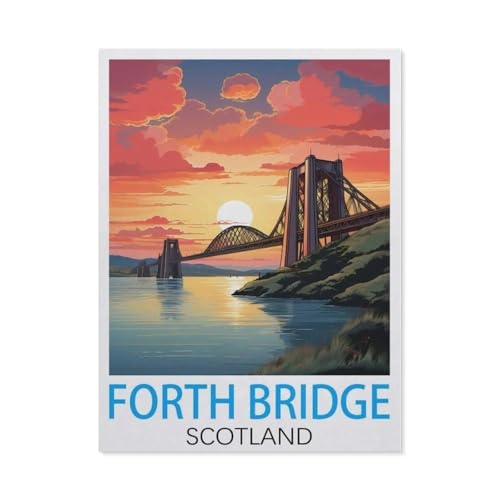Forth Bridge, Schottland Vintage-Reiseposter，Puzzles, 1000-teiliges Puzzle Für Erwachsene Und Kinder Ab 10 Jahren（38x26cm）-H92 von GSBRSNTS