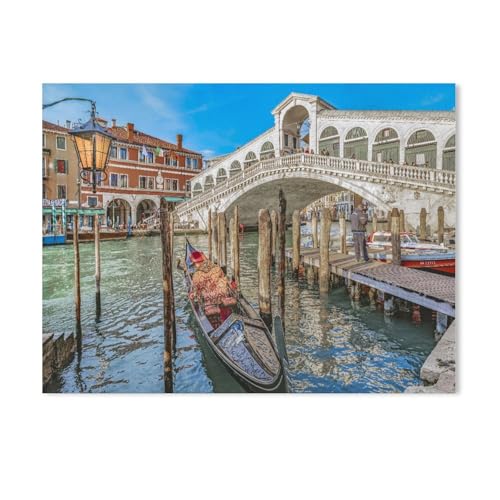 Gondelstation an der Rialto-Brücke，Puzzle 1000 Teile Papier Puzzle Erwachsene Kinder Lernspielzeug Familie Dekompressionsspiel（50x70cm）-AA26 von GSBRSNTS