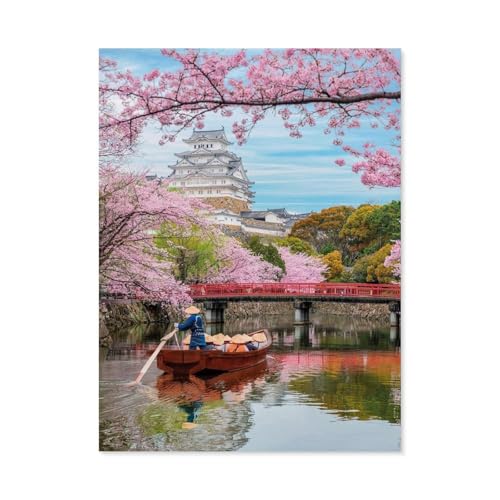 Himeji Castle in Spring，Puzzle 1000 Teile,Intellektuelle Entwicklung Pädagogisches Nach Hause Interessante Dekompression Brain Challenge Puzzle Für Jugendliche Kinder（75x50cm）-C88 von GSBRSNTS