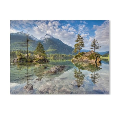 Hintersee im Berchtesgadener Land，Puzzle 1000 Teile Holz Puzzle Geeignet Für Erwachsene Kinder Familien Stressabbau Puzzlespiele（75x50cm）-AD97 von GSBRSNTS
