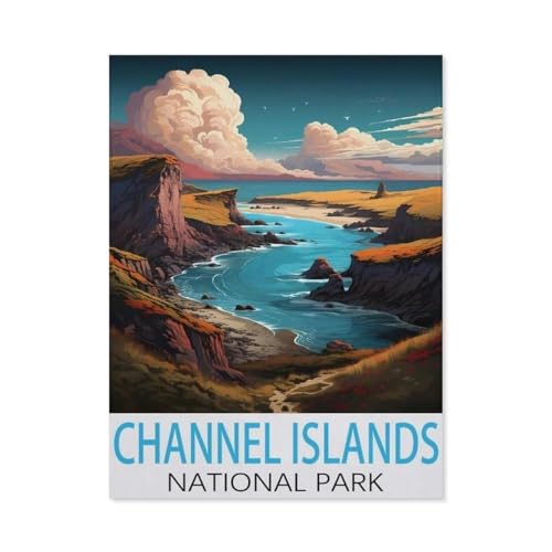 Holz Jigsaw Puzzle 1000 Stück，Channel-Islands-Nationalpark Vintage-Reiseposter，Erwachsene Kinder Spielzeug Dekompressionsspiel（75x50cm）-K36 von GSBRSNTS