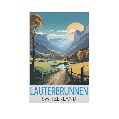 Holz Jigsaw Puzzle 1000 Stück，Lauterbrunnen, Schweiz，Erwachsene Kinder Spielzeug Dekompressionsspiel（75x50cm）-AK3 von GSBRSNTS