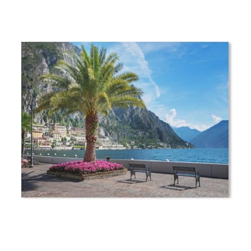 Holz Jigsaw Puzzle 1000 Stück，Uferpromenade Limone sul Garda，Erwachsene Kinder Spielzeug Dekompressionsspiel（75x50cm）-AC70 von GSBRSNTS