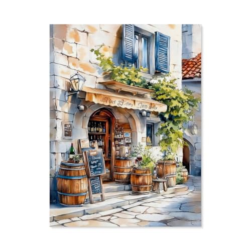 Holz Jigsaw Puzzle 1000 Stück，Weinladen im Herzen der Altstadt，Erwachsene Kinder Spielzeug Dekompressionsspiel（75x50cm）-Y29 von GSBRSNTS