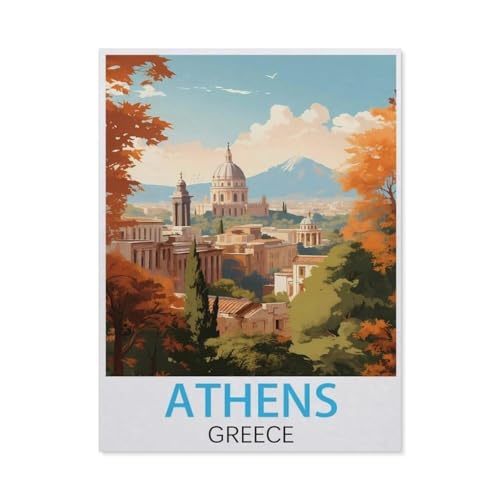Holz Puzzle 1000 Stück，Athen, Griechenland Vintage-Reiseposter，Erwachsene Kinder Spielzeug Dekompression Spiel（75x50cm）-K31 von GSBRSNTS