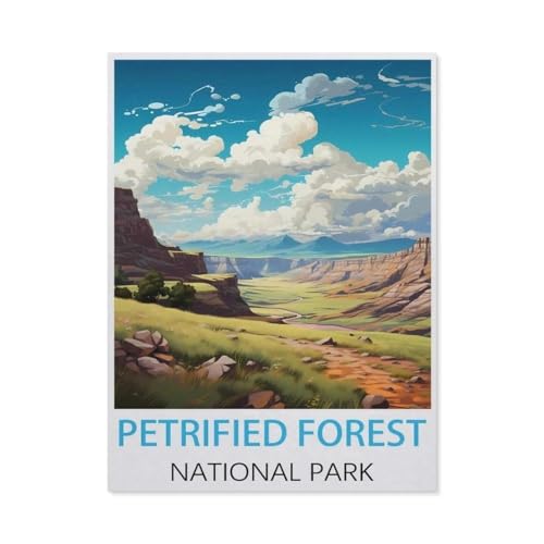Holz Puzzle 1000 Stück，Petrified-Forest-Nationalpark Vintage-Reiseposter，Erwachsene Kinder Spielzeug Dekompression Spiel（75x50cm）-L77 von GSBRSNTS