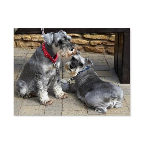 Holz Puzzle 1000 Stück，Schnauzer Zwei Tiere，Lernspielzeug Für Erwachsene Geburtstagsgeschenk（75x50cm）-F16 von GSBRSNTS