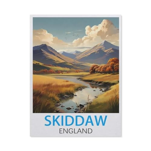 Holz Puzzle 1000 Stück，Skiddaw, England Vintage-Reiseposter，Puzzles Lernspielzeug Für Erwachsene Geburtstagsgeschenk（75x50cm）-I92 von GSBRSNTS