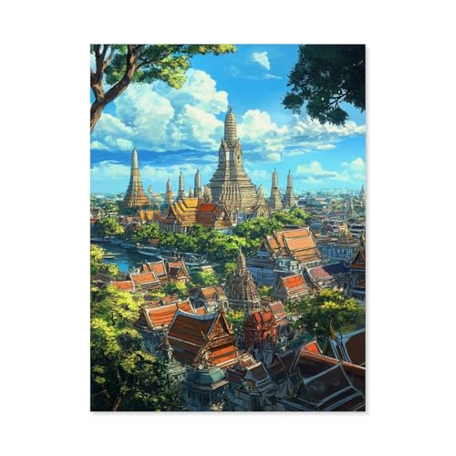 Holz Puzzle 1000 Stück，Wat Arun in Bangkok, Thailand，Erwachsene Kinder Spielzeug Dekompression Spiel（75x50cm）-Y24 von GSBRSNTS