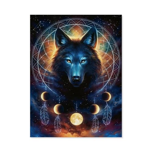 Holz Puzzle Puzzle 1000 Stück，Leuchtender Wolf，Puzzles Lernspielzeug Für Erwachsene Geburtstagsgeschenk Home Decoration（75x50cm）-B1 von GSBRSNTS