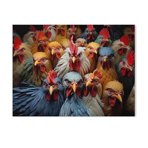 Holz Puzzle Puzzle 1000 Stück，Viele lustige Hühner auf einem Bild，Puzzles Lernspielzeug Für Erwachsene Geburtstagsgeschenk Home Decoration（75x50cm）-AC14 von GSBRSNTS