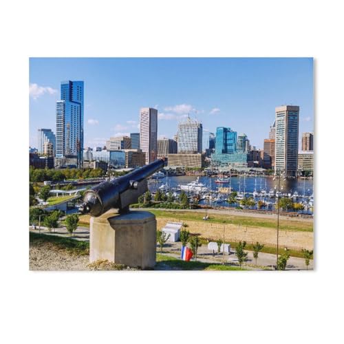 Inner Harbor with Historic Ships and World Trade Center – Baltimore, Maryland，Klassisches Puzzle 3D Puzzle DIY Kit Holz Spielzeug Einzigartiges Geschenk（75x50cm）-Y56 von GSBRSNTS