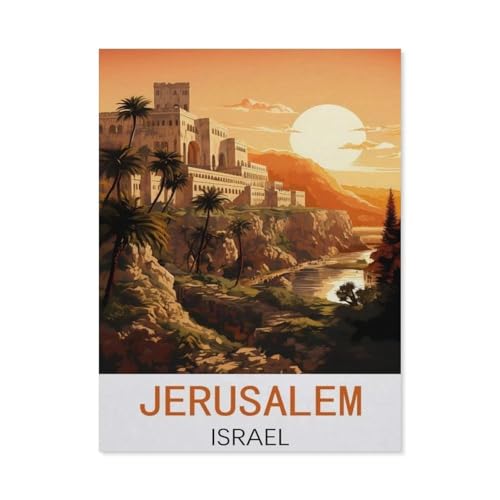 Jerusalem Israel Vintage-Reiseplakate，Puzzles, 1000-teiliges Puzzle Für Erwachsene Und Kinder Ab 10 Jahren（75x50cm）-N79 von GSBRSNTS