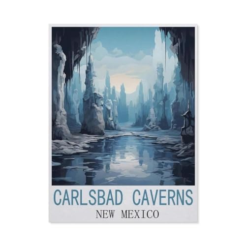Jigsaw Puzzles 1000 Stück，Carlsbad-Caverns-Nationalpark Vintage-Reiseposter，Für Papierkinder Spiele Lernspielzeug（50x70cm）-M52 von GSBRSNTS