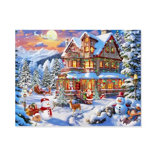 Jigsaw Puzzles 1000 Stück，Frohe Weihnachtsschloss，Für Papierkinder Spiele Lernspielzeug（38x26cm）-E46 von GSBRSNTS