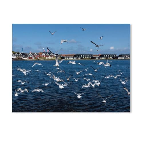 Jigsaw Puzzles 1000 Stück，Hafen in Hvide Sande，Für Papierkinder Spiele Lernspielzeug（38x26cm）-AB94 von GSBRSNTS