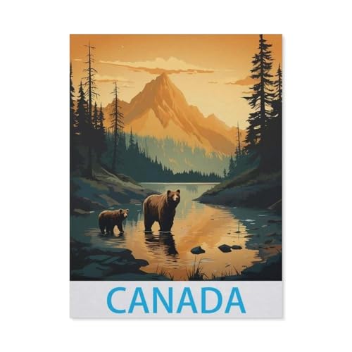 Kanada Vintage-Reiseplakate，1000 Stück Erwachsene Holz Landschaft Puzzles Für Kinder Lernspielzeug Geschenke（75x50cm）-N91 von GSBRSNTS
