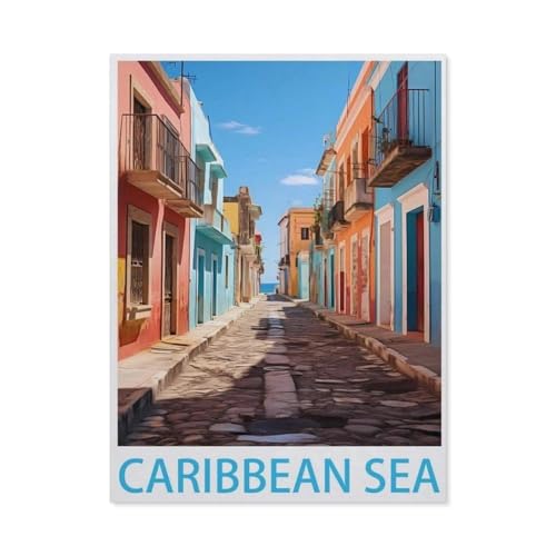 Karibisches Meer Vintage-Reiseplakate，Puzzles für Erwachsene 1000 Teile, Klassische Puzzle Puzzle Schwierig für Erwachsene Teenager Freizeit Spaß Spiel Spielzeug （38x26cm）-N77 von GSBRSNTS