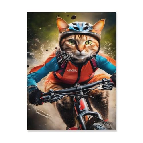 Katze beim Outdoorsport – Mountainbiken，Puzzles 1000 Stück Puzzles Für Erwachsene Kinder Klassisches Familienpuzzle Indoor DIY Spielzeug Geburtstagsgeschenk（38x26cm）-AH70 von GSBRSNTS