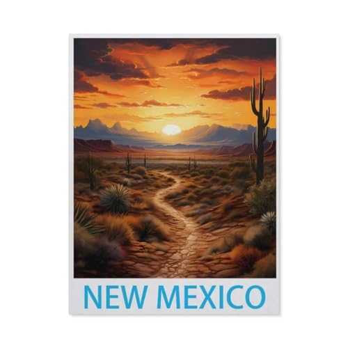 Kinder Holz Puzzle 1000 Teile，New Mexico Vintage-Reiseposter，Modern Zuhause Dekoration Einzigartiges Geschenk（75x50cm）-L90 von GSBRSNTS