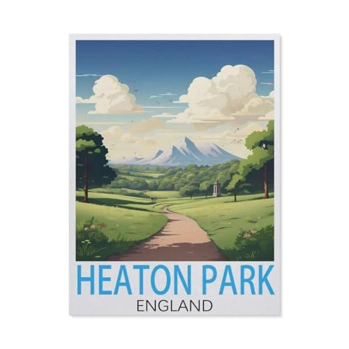 Kinder Papier Puzzle 1000 Teile，Heaton Park, England Vintage-Reiseposter，Modern Zuhause Dekoration Einzigartiges Geschenk（38x26cm）-L17 von GSBRSNTS