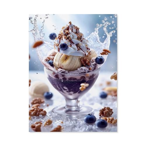 Klassisches Puzzle 1000 Teile，Blaubeer-EIS mit Banane und Sahne Walnuss-Topping，Kind Oder Einen Freund,1000 Piece（38x26cm）-AG60 von GSBRSNTS