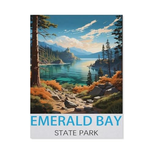 Klassisches Puzzle 1000 Teile，Emerald-Bay-State-Park Vintage-Reiseposter，Kind Oder Einen Freund,1000 Piece（75x50cm）-M80 von GSBRSNTS