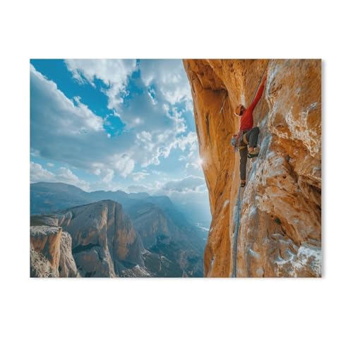 Leidenschaft im Aufstieg - Freeclimbing，Puzzle 1000 Teile Holz Puzzle Geeignet Für Erwachsene Kinder Familien Stressabbau Puzzlespiele（75x50cm）-AA29 von GSBRSNTS