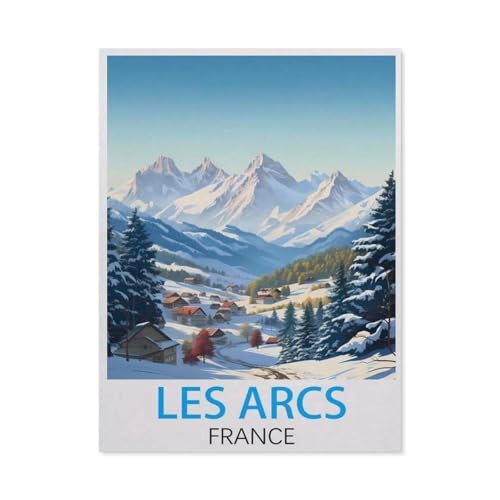 Les Arcs, Frankreich Vintage-Reiseposter，Puzzles 1000 Teile für Erwachsene, Klassische Puzzle Kinder Puzzle Herausfordernde Und Schwierige Rätsel für Erwachsene Und Jugendliche（38x26cm）-I66 von GSBRSNTS