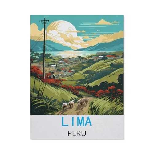 Lima, Peru Vintage-Reiseposter，Puzzles für Erwachsene 1000 Teile, Klassische Puzzle Puzzle Schwierig für Erwachsene Teenager Freizeit Spaß Spiel Spielzeug （38x26cm）-M28 von GSBRSNTS