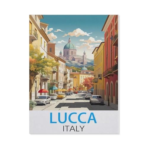 Lucca, Italien Vintage-Reiseposter，Puzzle 1000 Teile Holz Puzzle Geeignet Für Erwachsene Kinder Familien Stressabbau Puzzlespiele（75x50cm）-H98 von GSBRSNTS