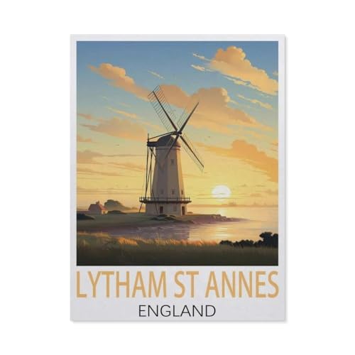 Lytham St Annes, England Vintage-Reiseposter，Puzzles 1000 Teile für Erwachsene, Klassische Puzzle Jungen Mädchen Puzzle für Kinder Teenager Lernspiel Spielzeug（50x70cm）-K83 von GSBRSNTS