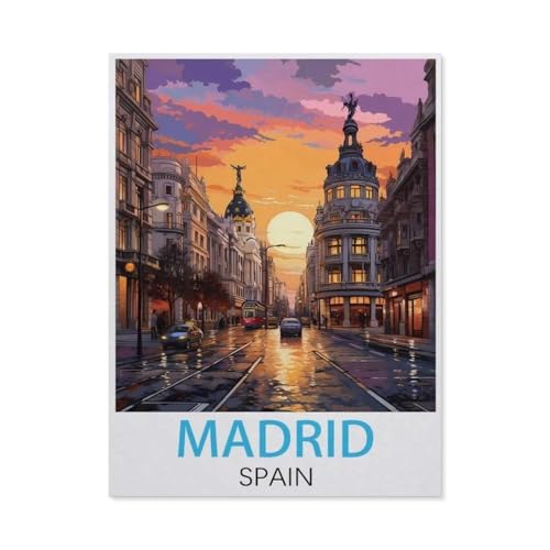 Madrid, Spanien Vintage-Reiseposter，Puzzles, 1000-teiliges Puzzle Für Erwachsene Und Kinder Ab 10 Jahren（75x50cm）-N3 von GSBRSNTS