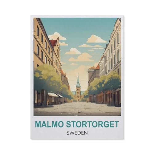 Malmo Stortorget, Schweden，Puzzle 1000 Teile Holz Puzzle Geeignet Für Erwachsene Kinder Familien Stressabbau Puzzlespiele（75x50cm）-Q77 von GSBRSNTS