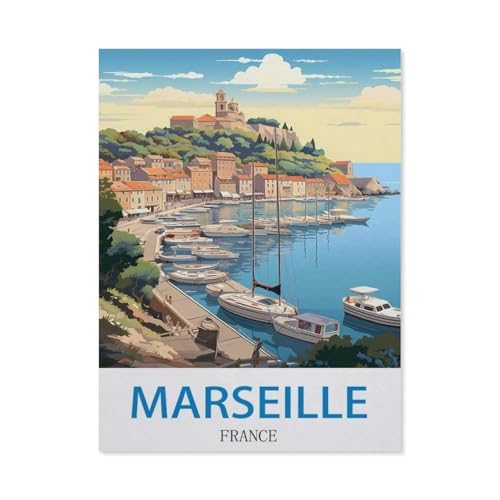 Marseille, Frankreich，Puzzle 1000 Teile Holz Puzzle Geeignet Für Erwachsene Kinder Familien Stressabbau Puzzlespiele（75x50cm）-P31 von GSBRSNTS