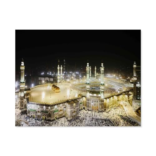 Mekka, Islam,muslimische Moschee，Puzzle 1000 Teile Holz Puzzle Erwachsene Kinder Lernspielzeug Familie Dekompressionsspiel（75x50cm）-C8 von GSBRSNTS