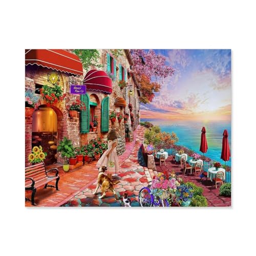 Morgenblume und Meer，1000 Stück Erwachsene Holz Landschaft Puzzles Für Kinder Lernspielzeug Geschenke（75x50cm）-E36 von GSBRSNTS