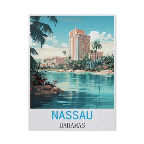 Nassau, Bahamas Vintage-Reiseposter，1000 Stück Erwachsene Papier Landschaft Puzzles Für Kinder Lernspielzeug Geschenke（50x70cm）-M42 von GSBRSNTS