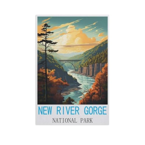 New River Gorge Nationalpark，1000 Stück Erwachsene Holz Landschaft Puzzles Für Kinder Lernspielzeug Geschenke（75x50cm）-AM9 von GSBRSNTS