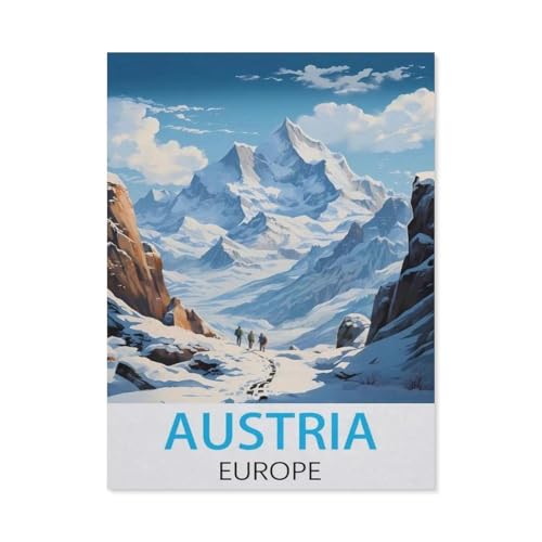 Österreich, Europa Vintage-Reiseposter，Papier Puzzle 1000 Teile Spielzeug Für Erwachsene Dekompressionsspiel（38x26cm）-J43 von GSBRSNTS
